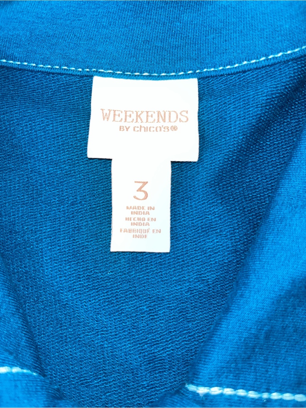 Weekends by Chico’s Blue Perfect Stretch Zip Front Jacket Size 3 / XL - Picture 5 of 9